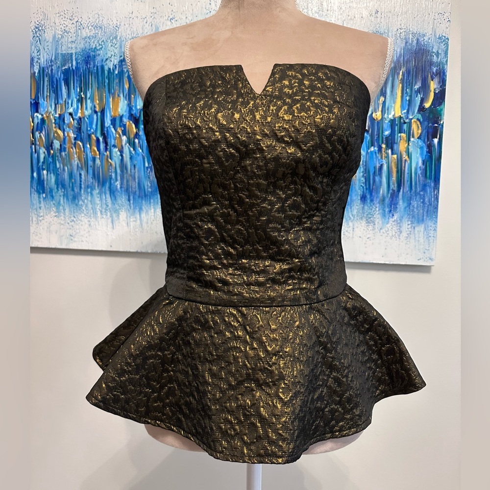 Amanda Uprichard Harper Strapless Peplum Top